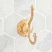 Signature Hardware SHBERH2BG Beasley Double Robe Hook Brushed Gold Bathroom Hardware and Accessories Bathroom Hardware Robe Hooks