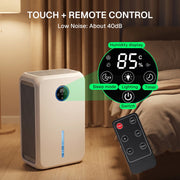 Behome Smart Dehumidifier, 95oz Water Tank, Auto Shut-Off, 360 Air Circulation, Quiet Operation with Timer and 7-Color Ambient Light, White, CP-C876