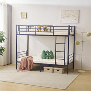 Zimtown Twin over Twin Steel Bunk Beds Frame Ladder Bedroom Dorm Room, Navy Blue