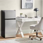 Vissani HVDR45PS Mini Refrigerator, 4.5 Cu Ft, 2-Door with Separate Freezer Compartment, Platinum Steel