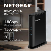 NETGEAR RAX9-100PAS Nighthawk AX1800 WiFi 6 Router, 1.8Gbps