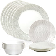 Corelle Vitrelle 18-Piece Dinnerware Set, Triple-Layer Chip and Crack Resistant Glass, Knox Pattern, Service for 6, 1150437