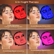 Morfone 05MRMBUSH-1 Red Light Therapy Face Mask, 4 Modes LED Skin Care Device, Portable Silicone, Remote Control, Pink, 05MRMBUSH-1