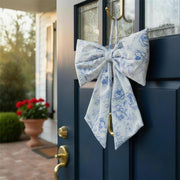 My Texas House Floral Decorative Bow, Blue and White Floral Pattern, 13.75 in, Durable Polyester