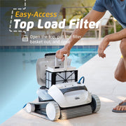 Dolphin Robotic Automatic Pool Cleaner with Active Scrubbing Brush, White and Black, for Above-Ground Pools up to 30ft, Explorer E10