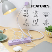 Honeywell HW-PSFB2-579W 9-Outlet Power Strip, 2-in-1 Surge Protector with 6 Angled AC Outlets, 3 AC Outlets, USB-A and Fast-Charging USB-C Ports, Pink
