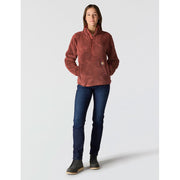 Carhartt Women's Loose Fit Fleece Pullover, Half-Zip Mock Collar, Spice Red, Small, 106470-RD1