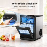 Snowyermine Countertop Nugget Ice Maker, 44 lbs Daily Output, Self-Cleaning, Touch Controls, Black Stainless Steel, HMSS06N1A007