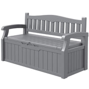 Devoko Outdoor Storage Bench, 82 Gallon Capacity, UV-Resistant Polypropylene, Lockable, Reinforced Lid Supports 660 lbs, Gray