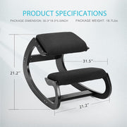 SPECSTAR X002UQTQ5X Ergonomic Rocking Kneeling Chair Black Linen Cushion Comfortable Posture Stool for Home Office Meditation