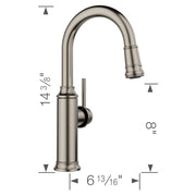BLANCO Empressa Bar Faucet, 1.5 GPM Water-Saving, Matte Black, Solid Brass, Single Hole Deck Mount, 180 Swivel Pull-Down Spout, 443025