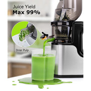 Casualife Cold Press Masticating Juicer, 800W Motor, 5.4-Inch Wide Feed Chute, 2 Speeds, Black