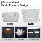 Zimtown 5 Piece Luggage Sets PP Hardside Luggage Suitcase Set with Portable Travel Bag Light Gray