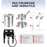 Red Mountain Valley Outdoor Camping Turkey Fryer Set, 30 Qt and 10 Qt Aluminum Pots, 50,000 BTU Burner, Digital Timer, Safety Regulator and Thermocouple Shutoff, 2A-CM196