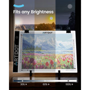 ARTDOT A3 Diamond Painting Light Pad, USB Powered, Adjustable Brightness, 66 LED Flicker-Free Lights, Multi-Angle Stand, Drill Storage Box, Black