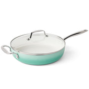 The Pioneer Woman Harlow 15-Piece Ceramic Non-Stick Cookware Set, Green, Aluminum Pots and Pans with Stainless Steel Handles