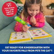 Educational Insights Hot Dots Pete the Cat Kindergarten Reading and Math Workbook with Electronic Pen, Multicolor, Ages 5 and Up, 2456