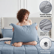 Lammaloe King Comforter Set, Reversible Down-Alternative Microfiber, 7-Piece Bedding Set, Stone Blue