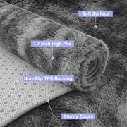 Cozydesg Shag Fluffy Area Rug, Soft Polyester Plush Carpet, Non-Slip Rubber Backing, Modern Gray, 6ft x 9ft