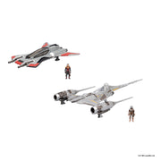 Jazwares Star Wars Micro Galaxy Squadron The Mandalorian N-1 Starfighter vs Pirate Snub Fighter Battle Pack with Detachable Grogu and Articulated Micro Figures SWJ0517