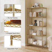 Ktaxon 5-Tier Wire Shelving Unit, Steel Storage Rack for Garage Office Kitchen Gold, 30