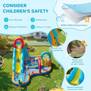 Patbrela Inflatable Water Slide Bounce House, 12-in-1 Water Park with Extra Long Slide, Deep and Shallow Pools, Basketball Hoop, Climbing Walls, Blue