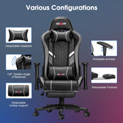Douxlife GC-RC03 Professional Full Body Massage Gaming Chair with Footrest for Adluts Kids, Grey-Black
