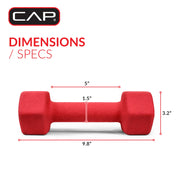 CAP Neoprene Dumbbell, 8lb, Green, Hexagonal Shape, Cast Iron Core, Single