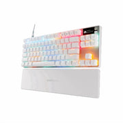 SteelSeries Apex Pro TKL Gen 3 Wired Mechanical Gaming Keyboard, White, OmniPoint 3.0 Adjustable HyperMagnetic Switches, Rapid Trigger, Rapid Tap, Protection Mode, OLED Display, RGB, PBT Keycaps, USB-C, 64898