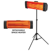 Handy Heater Heatwave Pro Tripod Ceramic Space Heater, 1500W, Black, Adjustable Legs, Telescoping Pole up to 78 in, Detachable Heating Head, Remote Control
