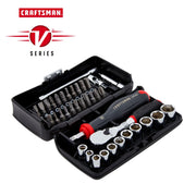 CRAFTSMAN V-Series 1/4 Inch Drive Shallow SAE Socket Set, 38 Piece, Polished Alloy Steel, CMMT45750V
