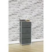 Home Basics 4 Drawer Fabric Dresser Rolling Storage Cart with Solid Wood Top, Grey