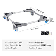 KFFKFF Mini Fridge Stand 400 lbs Load 4 Wheels Adjustable Washing Machine Stand