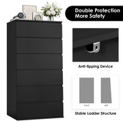 Homfa FPB-250 6 Drawer Tall Dresser for Living Room, Black