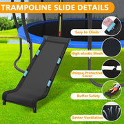 ROMUCHE Trampoline Slide Ladder with Buffer Region, Reinforced Handles, Galvanized Steel Frame, Nylon Surface, 60in x 20in