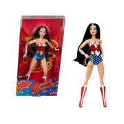 Mattel Barbie Wonder Woman Doll, Collectible with Red and Blue Star-Spangled Tank Suit, Golden Accessories, Lasso of Truth, Doll Stand, JBJ36