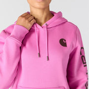 Carhartt Women's Iconic Clarksburg Logo Sweatshirt, Electric Fuchsia, Medium, Pullover Hoodie, Relaxed Fit, 102791