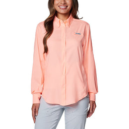 Columbia PFG Tamiami II Long-Sleeve Button-Down Shirt - Tiki Pink - XL