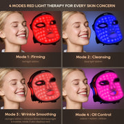Morfone Red Light Therapy Face Mask, 4 Modes LED Skin Care Device with Remote, Portable Silicone Design for Home and Travel