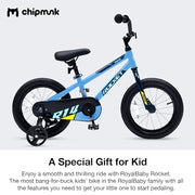 RoyalBaby Cycle Rocket 12 Inch Toddler Bicycle with Carbon Steel Frame, Coaster Brake, Quick-Release Adjustments, Light Blue