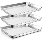 Vesteel Stainless Steel Baking Sheets, Set of 12, 18 x 13 Inch Rectangular Cookie Pans, Mirror Finished, Non-Stick, Dishwasher Safe