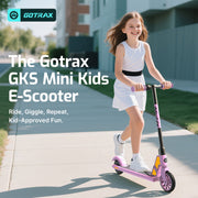 Gotrax GKS Mini Electric Kick Scooter for Kids Ages 6-12, 150W Motor, 7.5 mph Speed, 3.75 Mile Range, 6-Inch Solid Tires, All-Metal Frame, Black