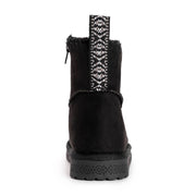 MUK LUKS Women's Truvie Faux Suede Cozy Ankle Bootie, Black, 10