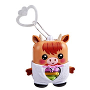 Nano-mals G2213CU8 Cowbert Highland Cow Electronic Fidget Pet with Interactive Heart Meter, White Tuxedo Outfit, Clip Attachment