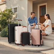 Gowill 09I 10 Piece Luggage Sets, 20 24 28 inch Lightweight Harside Suitcase with Spinner Wheels and 7PCS Packing Cubes(Black)