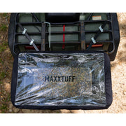 Maxxtuff Food Plot Spreader, 50 lb Capacity, 12V Electric ATV Broadcast Seeder, Adjustable Shut-Off Gate, Universal Mounting Bracket, Black Plastic Hopper with Cover MTF128