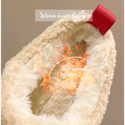 ScarletteEmmy Womens Plush Fleece Lined Platform Slippers, Thick Sole Sherpa Slip-On Mules, Off-White