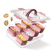 Cook With Color 8-Compartment Snackle Box Food Storage Container with Lids and Handle, Dishwasher Safe, Purple