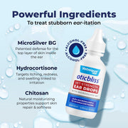 Vetnique Labs Oticbliss Vet Strength Ear Drops with 1% Hydrocortisone, Alcohol-Free, for Dogs and Cats, 0.75 oz