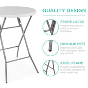 Best Choice Products SKY2735 Folding Table White 32in Bar Height